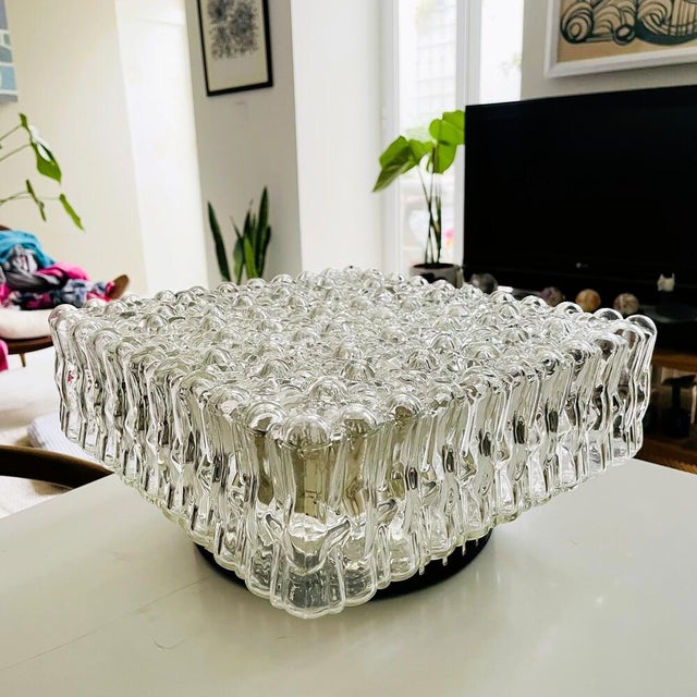 Large Square Clear Glass Wall or Ceiling Flush Mount Light, 1970s For Sale - Image 16 of 18