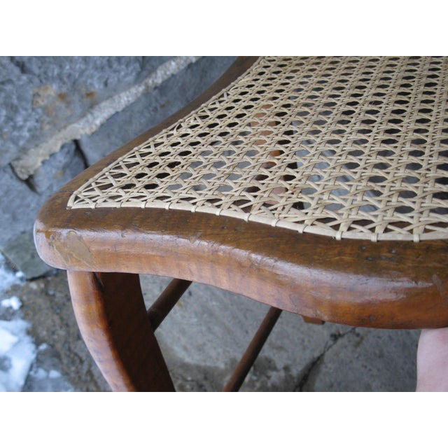 Antique Side Chair New Cane Seat Elegant Tiger & Bullseye Maple Cottage Bedroom For Sale - Image 16 of 18