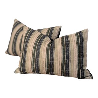 Holland & Sherry Carmargue Striped Lumbars in Blue and Green For Sale