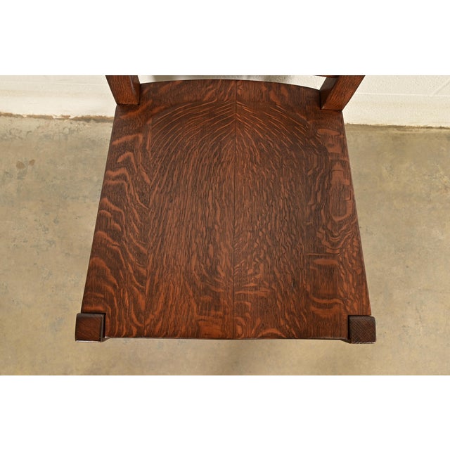 Wood Stickley Brothers Antique Mission Oak Arts & Crafts Ladder Back Dining Chairs, Newly Refinished For Sale - Image 7 of 11