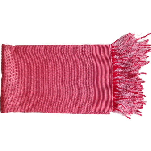Textile Vintage Large Red and White Woven Textile For Sale - Image 7 of 7