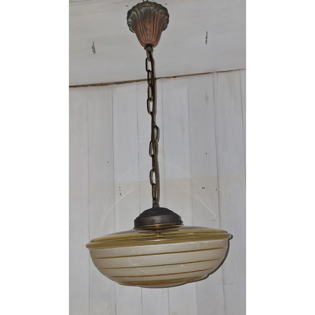 Goldenrod German Art Deco Hanging Lamp, 1930s For Sale - Image 8 of 8