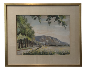 Ettore Verdesi, Au pied du Salève, Watercolor on Paper, Framed