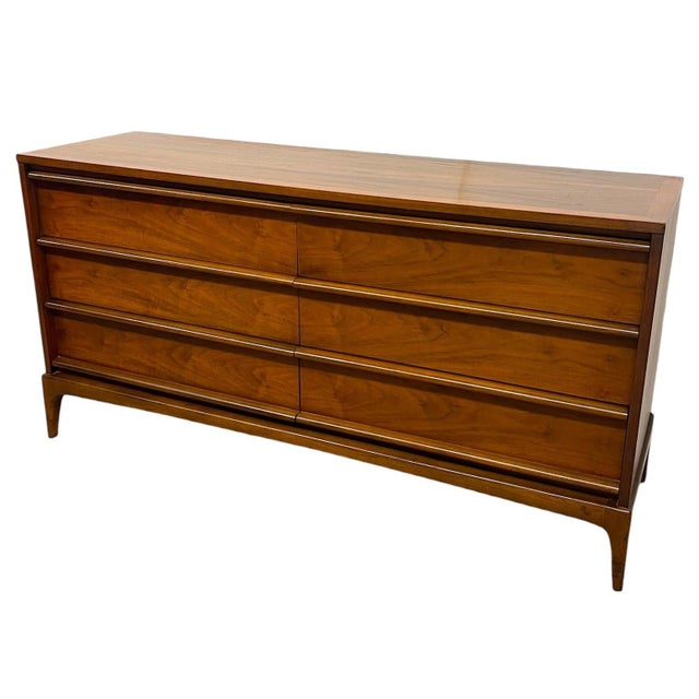 Vintage Mid Century Modern Solid Walnut Credenza Dovetail Drawers. For Sale - Image 9 of 11