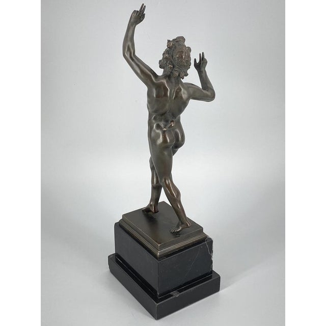 Fauno Danzante of Pompeii, Bronze on a Marble Base, Signed For Sale - Image 12 of 15
