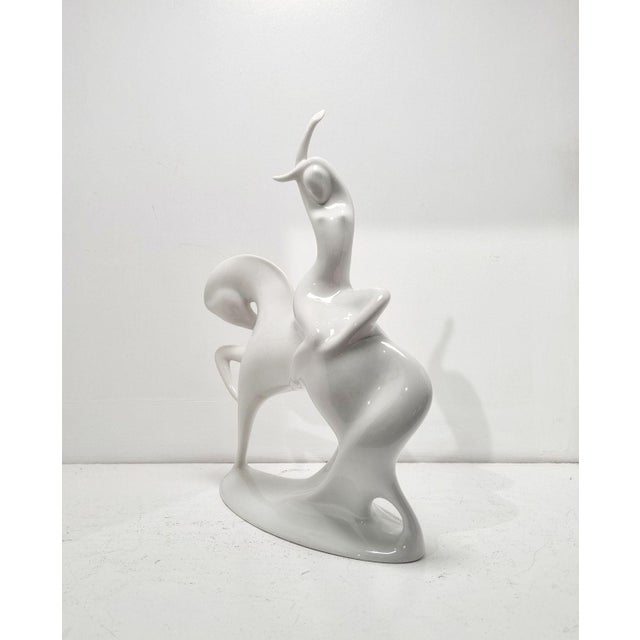 Mid-Century Art Deco Porcelain Lady Godiva Figurine by Jaroslav Ježek for Royal Dux, 1959 For Sale - Image 10 of 18