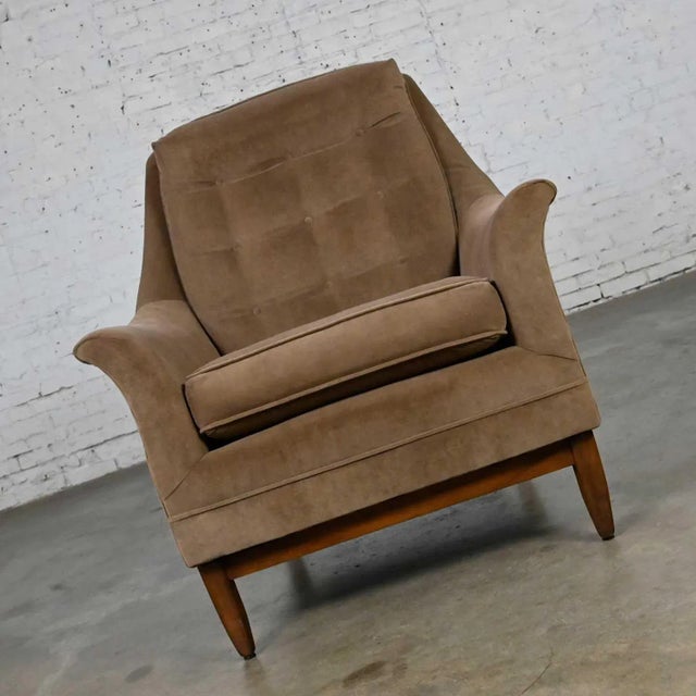 Vintage Mid Century Modern Mocha Colored Velvet Club Lounge Chair Style of Dunbar For Sale - Image 6 of 12