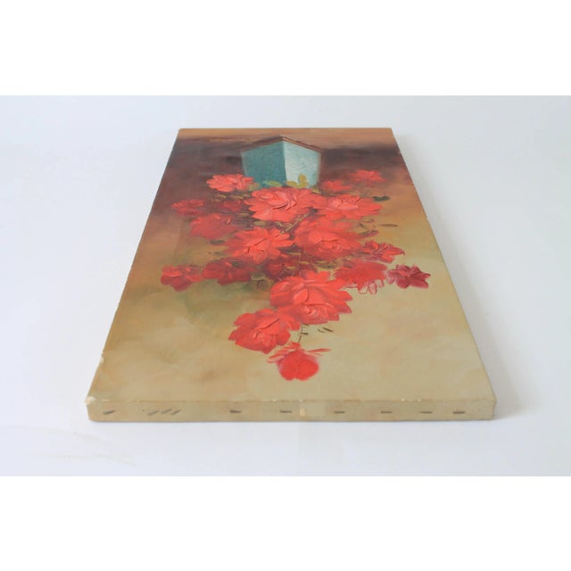Mid-Century Modern Vintage Red Roses Impressionist Still Life Painting by Robert Cox For Sale - Image 3 of 8