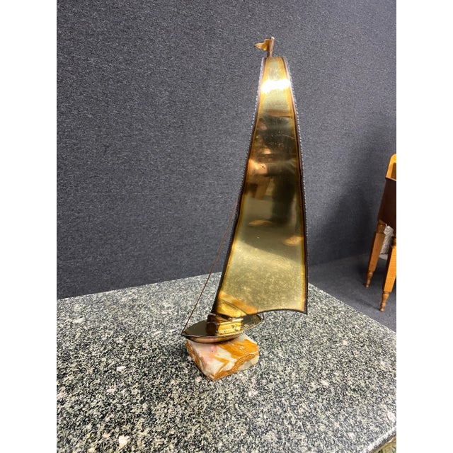 Mid Century Demott Brass & Onyx Sailboat