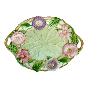 Vintage Fitz and Floyd Majolica Faux Bois Flora Platter.