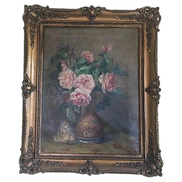 Antique Oil Painting on Canvas, 1920s For Sale