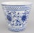 A lovely vintage Italian blue and white floral ceramic planter / jardiniere / cachepot / wine cooler. Marked "Made In...