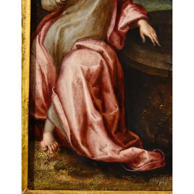 After Ludovico Pozzoserrato, Christ the Samaritan, 1600, Oil on Board For Sale - Image 7 of 14