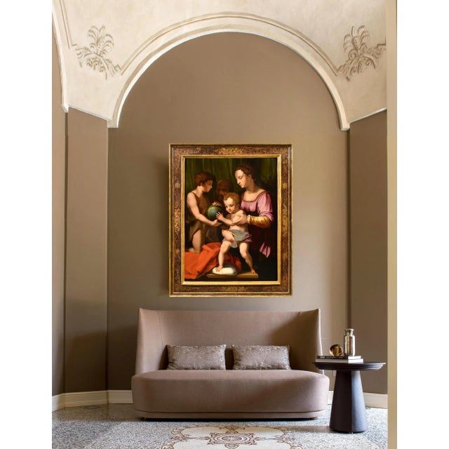 Agnolo di Cosimo alias Il Bronzino, Holy Family with Madonna & St John, 1550s, Oil on Panel For Sale - Image 17 of 18
