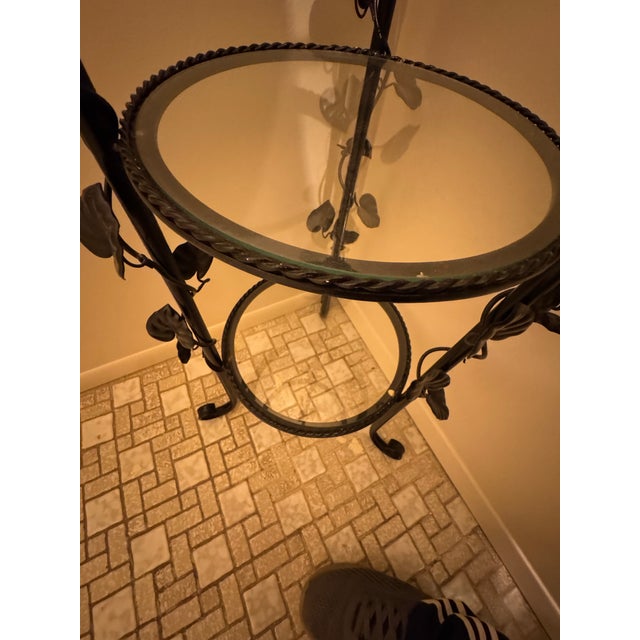 Mid 20th Century Mid 20th Century Hollywood Regency Wrought Iron 3-Tier Étagère With Ivy Vine Motif For Sale - Image 5 of 6