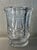 Antique 19th century American Classical Boston & Sandwich flint glass hexagonal vase. Decorated on each side with a lyre...