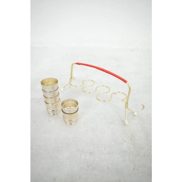 Vintage Glasses with Holder in Metal For Sale - Image 6 of 7