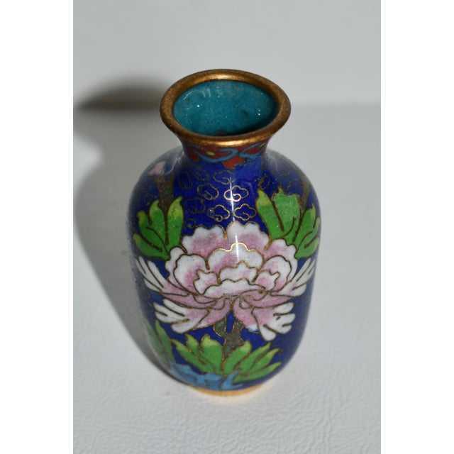 Vintage Mini Cloisonné Vase W/Floral Details For Sale - Image 4 of 9