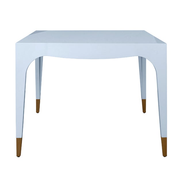 2020s Matthew Izzo Home Lacey Light Blue Lacquer Game Table With Antique Brass Foot Caps For Sale - Image 5 of 7