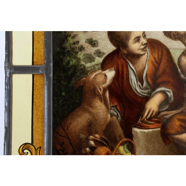 After Bartolomé Esteban Murillo, Figures, 1890s-1910s, Stained Glass Panel For Sale - Image 4 of 11