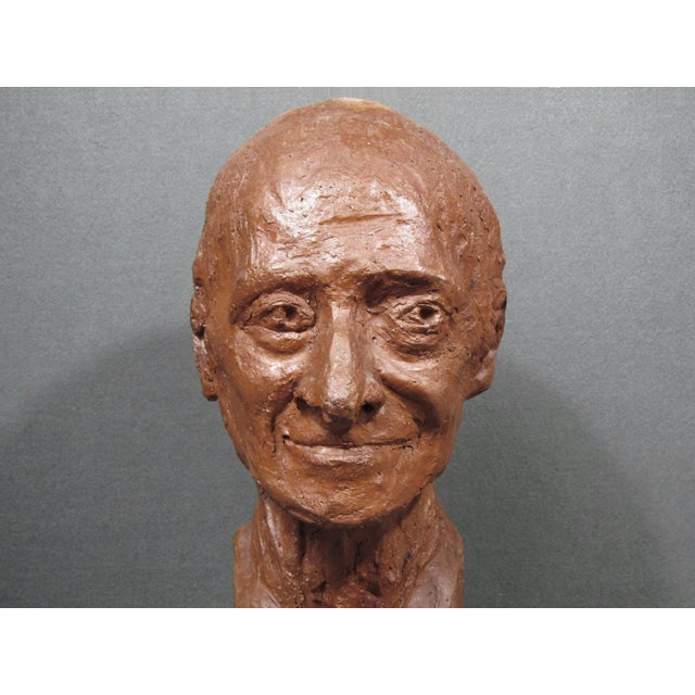 Traditional Vintage 1980 Hand-Sculpted Voltaire Portrait Bust Signed For Sale - Image 3 of 15