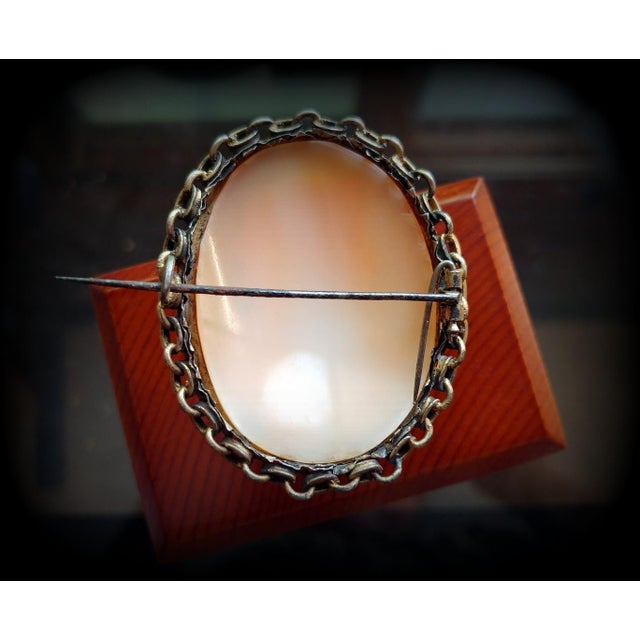 Antique Victorian Cameo Shell Brooch Greek Young Lady For Sale - Image 4 of 8