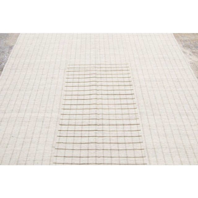 Rug & Kilim Vintage Kilim Wool Rug With Stripes in Cream & Brown by Rug & Kilim, 1950-1959 For Sale - Image 4 of 9
