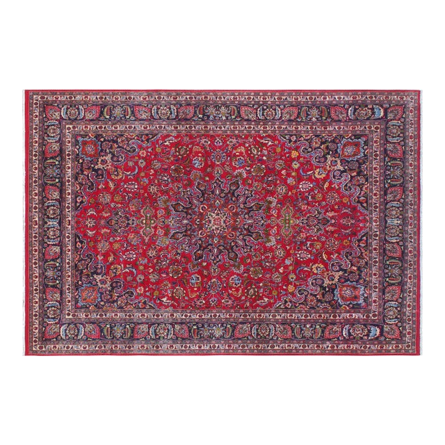 1960s Fine 9'7" X 12'11" Hand-Knotted Wool Area Rug - Traditional Medallion For Sale
