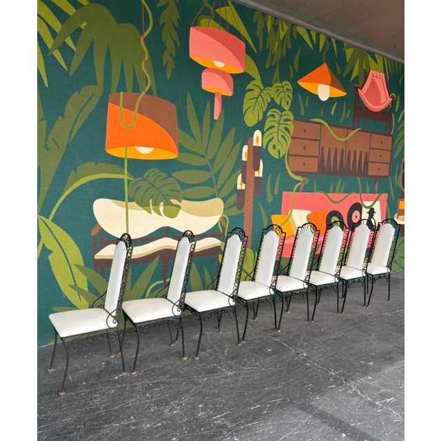 Mid Century Wrought Iron Dining Chairs Attr. To Arthur Umanoff For Sale In Tampa - Image 6 of 12