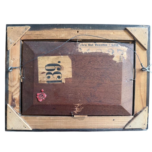 1900 - 1909 1900s Oil Painting on Wood Buffalo & Calf by Karl Appel 1866-1937 Pietro Del Vecchio With Wax Stamp For Sale - Image 5 of 8