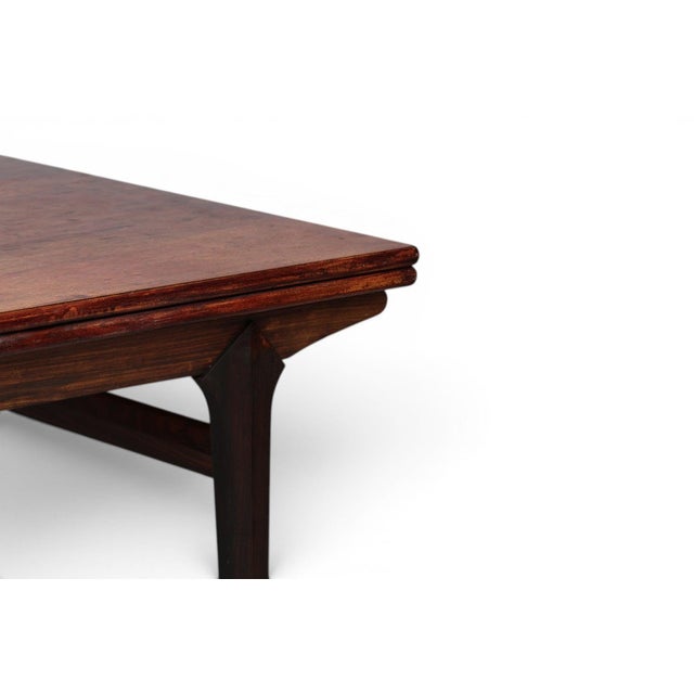 Wood 1950s Attributed to Johannes Andersen Jet Age Draw Leaf Dining Table in Rosewood For Sale - Image 7 of 8
