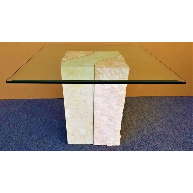 Magnussen Furniture Tessellated Marble Stone Brass + Glass Side End Table For Sale - Image 10 of 10