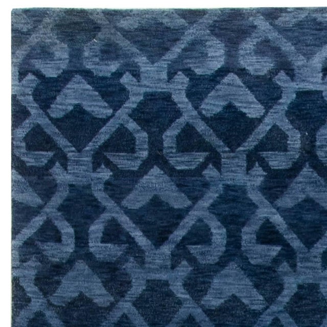 Early 21st Century Contemporary Navy Blue Handcrafted Pashmina Euro Rug by Doris Leslie Blau For Sale - Image 5 of 8