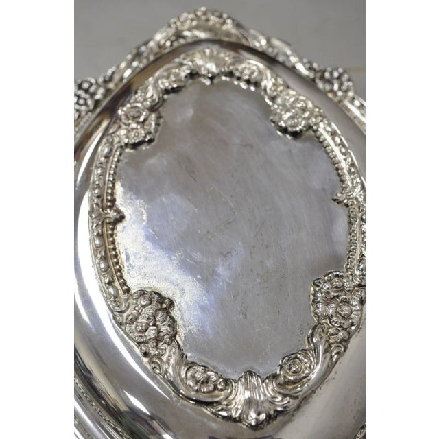 Mid 20th Century Vintage Silverplate Victorian Style Ornate Lidded Vegetable Serving Dish Platter For Sale - Image 5 of 12