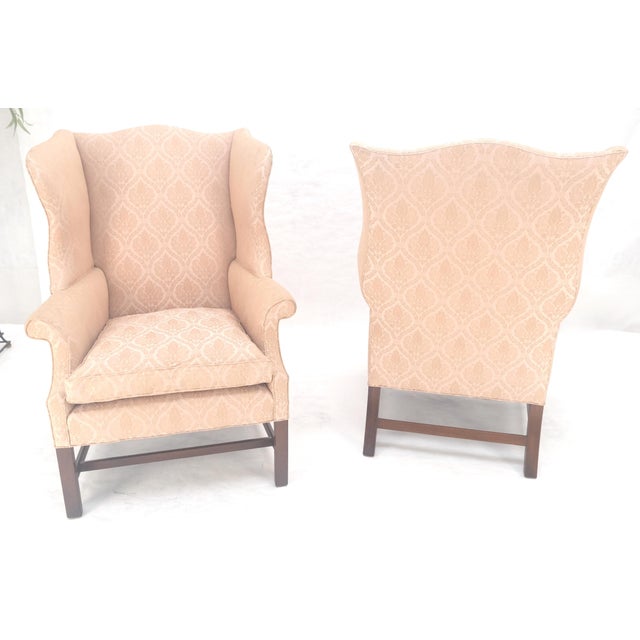 Kittinger Pair of Kittinger Style Tall Wingback Chairs Mint Frames as is Upholstery For Sale - Image 4 of 15