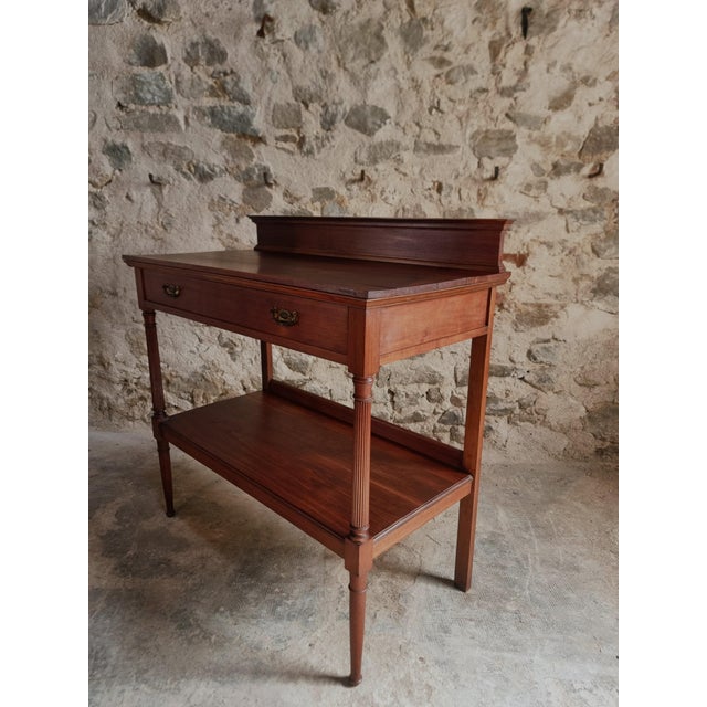 Antique French Mahogany Console Table with Drawer and Shelf, 1900 For Sale - Image 15 of 18