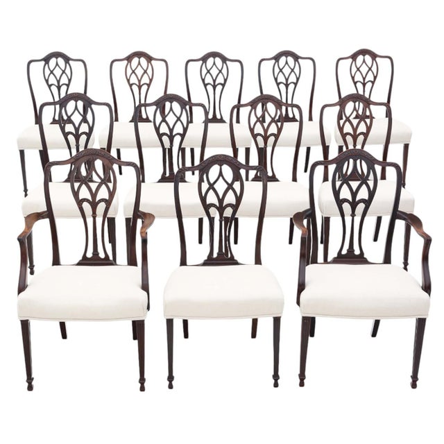 Antique Mahogany Dining Chairs, 1900s, Set of 12 For Sale - Image 11 of 11
