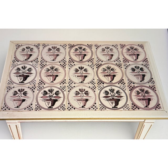 Tea Table with Manganese Tiles For Sale - Image 4 of 5