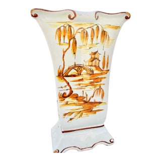 Italain MCM Faience Chinoiserie Vase For Sale