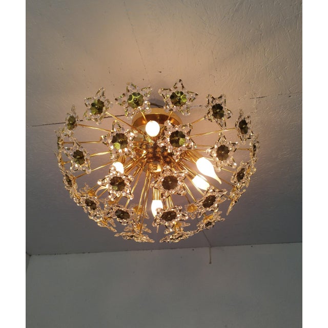 1980s Flush Mount Vintage Star Crystals Chandelier Lighting For Sale - Image 6 of 12