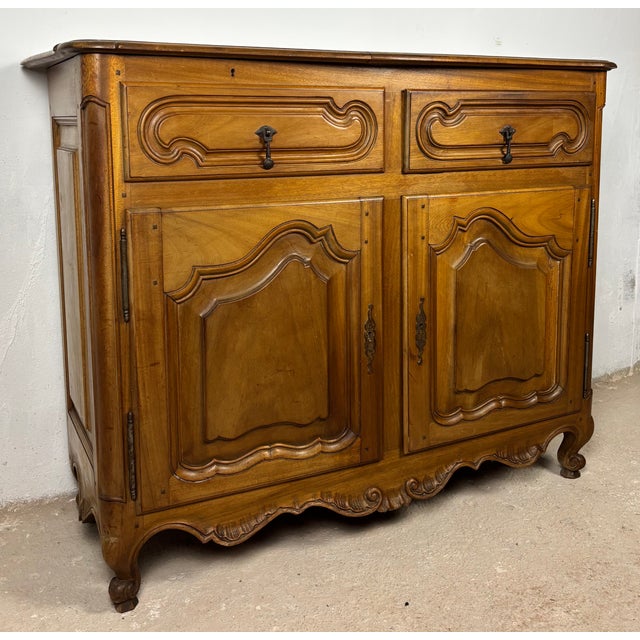 Brown French Provincial Oak Server Cabinet With Sliding Shelves, Early 20th Century For Sale - Image 8 of 15
