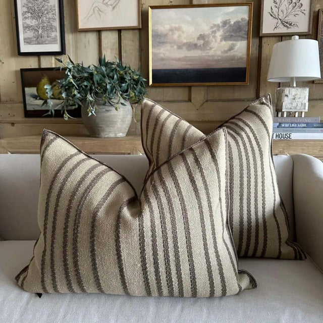 Not Yet Made - Made To Order Custom French Linen Embroidered Double Sided Pillow Cover For Sale - Image 5 of 5