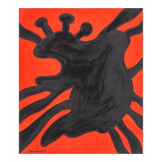 Walter Gaudnek "Fighting Bull" Oil on Canvas, 1970 For Sale
