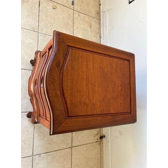 Brown Vintage French Rococo Style Solid Teak 2 Drawer Nightstand. For Sale - Image 8 of 12