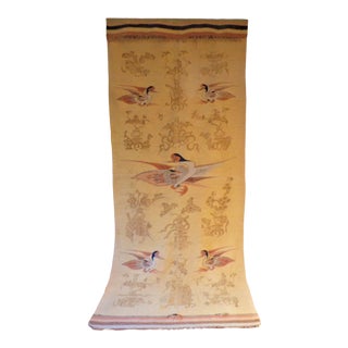 Antique Early 20th Century Mongolian Textile With Cranes For Sale