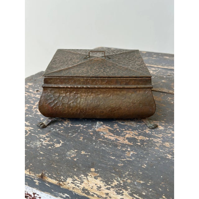 Vintage Hammered Copper Lidded Storage Box, Circa 1930s For Sale - Image 11 of 16