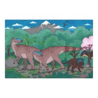 Atelier Aria Lumae Kai Hanna Van Wouden Dinosaur Paradigm Original Gouache Fine Art Cotton Rag Gallery Board Print 24 X 18 For Sale