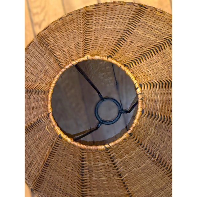 Wood Vintage Hand Woven Dark Wicker Lamp Shade For Sale - Image 7 of 12