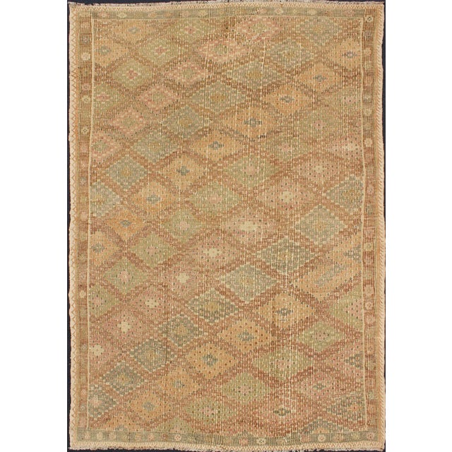 Embroidered Flatweave Kilim Rug From Turkey in Repeating Diamond Design For Sale - Image 13 of 13