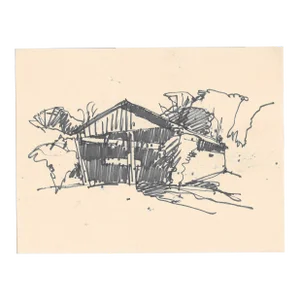 1950s Norman Kent Covered Bridge Drawing